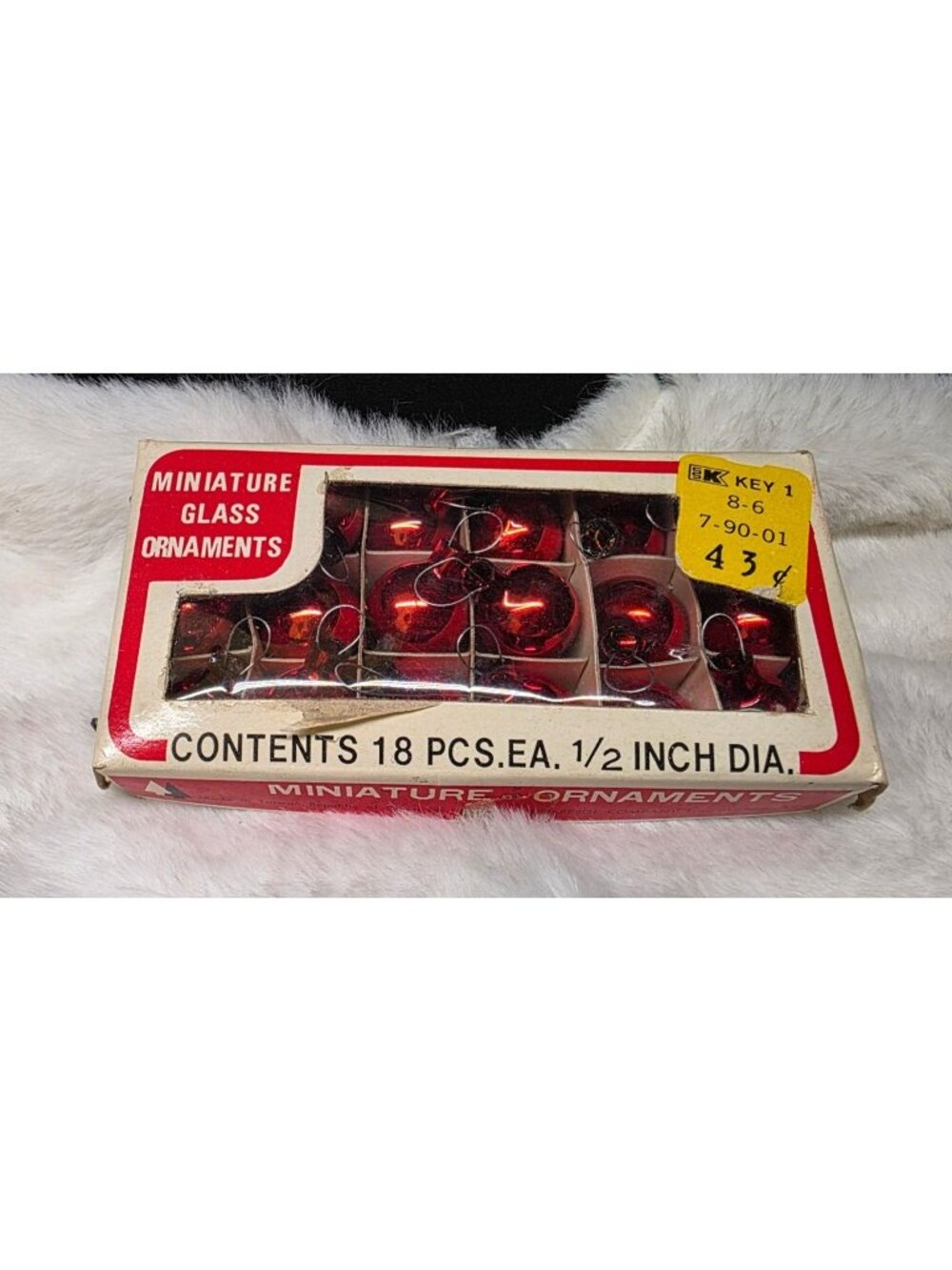 Vintage Mercury Glass .5" Miniature Red Christmas Ornaments Original Box